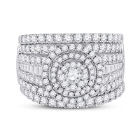 Load image into Gallery viewer, 14kt White Gold Round Diamond Bridal Wedding Ring Band Set 2 Cttw

