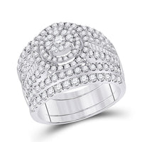 Load image into Gallery viewer, 14kt White Gold Round Diamond Bridal Wedding Ring Band Set 2 Cttw
