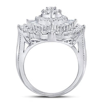 Load image into Gallery viewer, 14kt White Gold Womens Round Diamond Marquise-shape Cluster Ring 3 Cttw
