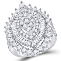 Load image into Gallery viewer, 14kt White Gold Womens Round Diamond Marquise-shape Cluster Ring 3 Cttw
