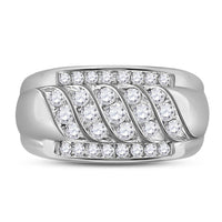 Load image into Gallery viewer, 14kt White Gold Mens Round Diamond Wedding Band Ring 1 Cttw
