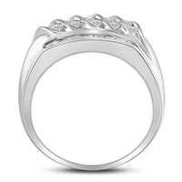 Load image into Gallery viewer, 14kt White Gold Mens Round Diamond Wedding Band Ring 1 Cttw
