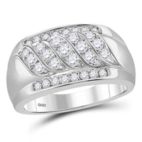 Load image into Gallery viewer, 14kt White Gold Mens Round Diamond Wedding Band Ring 1 Cttw
