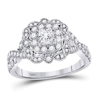 Load image into Gallery viewer, 14kt White Gold Princess Diamond Solitaire Bridal Wedding Engagement Ring 1 Cttw
