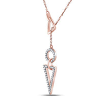 Load image into Gallery viewer, 14kt Rose Gold Womens Round Diamond Circle Triangle Threaded Necklace 1/5 Cttw
