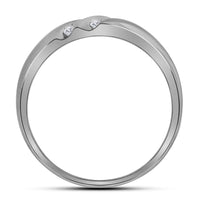 Load image into Gallery viewer, 10kt White Gold Mens Round Diamond Wedding Double Row Band Ring 1/4 Cttw
