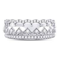 Load image into Gallery viewer, 14kt White Gold Womens Round Diamond Fashion Heart Ring 3/8 Cttw
