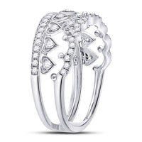 Load image into Gallery viewer, 14kt White Gold Womens Round Diamond Fashion Heart Ring 3/8 Cttw
