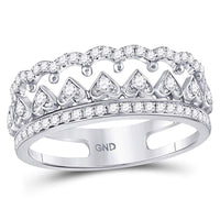 Load image into Gallery viewer, 14kt White Gold Womens Round Diamond Fashion Heart Ring 3/8 Cttw
