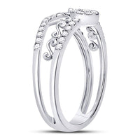 Load image into Gallery viewer, 14kt White Gold Womens Round Diamond Scroll Cluster Ring 1/3 Cttw
