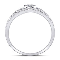 Load image into Gallery viewer, 14kt White Gold Womens Round Diamond Scroll Cluster Ring 1/3 Cttw
