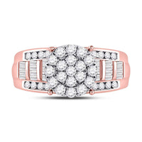 Load image into Gallery viewer, 10kt Rose Gold Round Diamond Cluster Bridal Wedding Engagement Ring 1 Cttw
