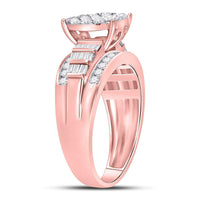 Load image into Gallery viewer, 10kt Rose Gold Round Diamond Cluster Bridal Wedding Engagement Ring 1 Cttw
