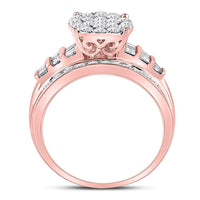 Load image into Gallery viewer, 10kt Rose Gold Round Diamond Cluster Bridal Wedding Engagement Ring 1 Cttw

