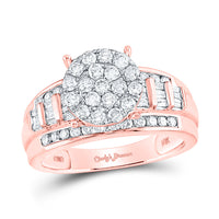 Load image into Gallery viewer, 10kt Rose Gold Round Diamond Cluster Bridal Wedding Engagement Ring 1 Cttw
