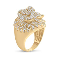 Load image into Gallery viewer, 14kt Yellow Gold Mens Round Diamond Lion Head Animal Ring 2-3/4 Cttw
