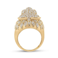 Load image into Gallery viewer, 14kt Yellow Gold Mens Round Diamond Lion Head Animal Ring 2-3/4 Cttw
