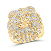 Load image into Gallery viewer, 14kt Yellow Gold Mens Round Diamond Lion Head Animal Ring 2-3/4 Cttw
