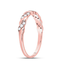 Load image into Gallery viewer, 10kt Rose Gold Womens Round Diamond Striped Stackable Band Ring 1/5 Cttw
