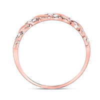 Load image into Gallery viewer, 10kt Rose Gold Womens Round Diamond Striped Stackable Band Ring 1/5 Cttw
