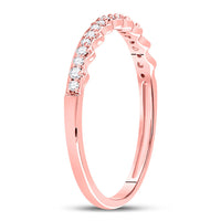 Load image into Gallery viewer, 10kt Rose Gold Womens Round Diamond Slender Scalloped Stackable Band Ring 1/6 Cttw
