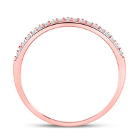 Load image into Gallery viewer, 10kt Rose Gold Womens Round Diamond Slender Scalloped Stackable Band Ring 1/6 Cttw
