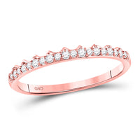 Load image into Gallery viewer, 10kt Rose Gold Womens Round Diamond Slender Scalloped Stackable Band Ring 1/6 Cttw
