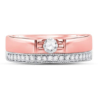 Load image into Gallery viewer, 14kt Two-tone Gold Round Diamond Bridal Wedding Ring Band Set 3/8 Cttw
