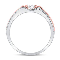 Load image into Gallery viewer, 14kt Two-tone Gold Round Diamond Bridal Wedding Ring Band Set 3/8 Cttw
