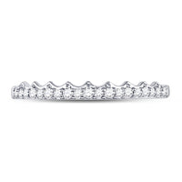 Load image into Gallery viewer, 10kt White Gold Womens Round Diamond Slender Scalloped Stackable Band Ring 1/6 Cttw
