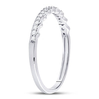 Load image into Gallery viewer, 10kt White Gold Womens Round Diamond Slender Scalloped Stackable Band Ring 1/6 Cttw
