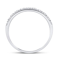 Load image into Gallery viewer, 10kt White Gold Womens Round Diamond Slender Scalloped Stackable Band Ring 1/6 Cttw
