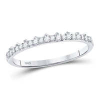 Load image into Gallery viewer, 10kt White Gold Womens Round Diamond Slender Scalloped Stackable Band Ring 1/6 Cttw
