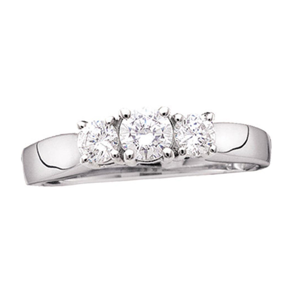 14kt White Gold Round Diamond 3-stone Bridal Wedding Engagement Ring 1 Cttw
