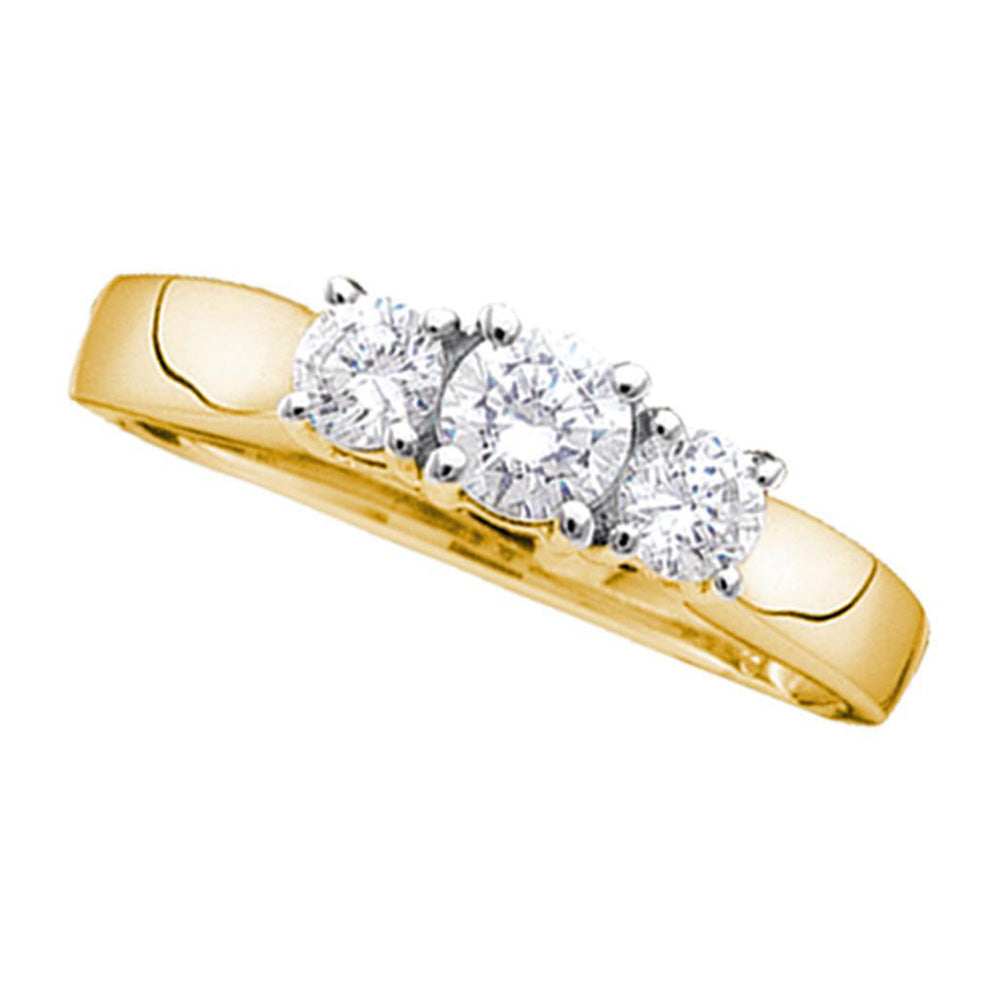 14kt Yellow Gold Round Diamond 3-stone Bridal Wedding Engagement Ring 1/4 Cttw