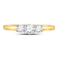 Load image into Gallery viewer, 14kt Yellow Gold Round Diamond 3-stone Bridal Wedding Engagement Ring 1/2 Cttw
