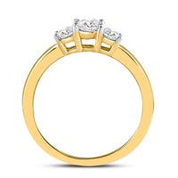 Load image into Gallery viewer, 14kt Yellow Gold Round Diamond 3-stone Bridal Wedding Engagement Ring 1/2 Cttw
