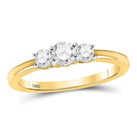 Load image into Gallery viewer, 14kt Yellow Gold Round Diamond 3-stone Bridal Wedding Engagement Ring 1/2 Cttw
