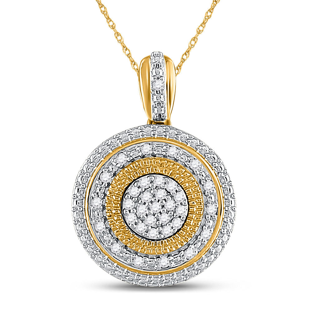 10kt Yellow Gold Womens Round Diamond Circle Pendant 1/10 Cttw
