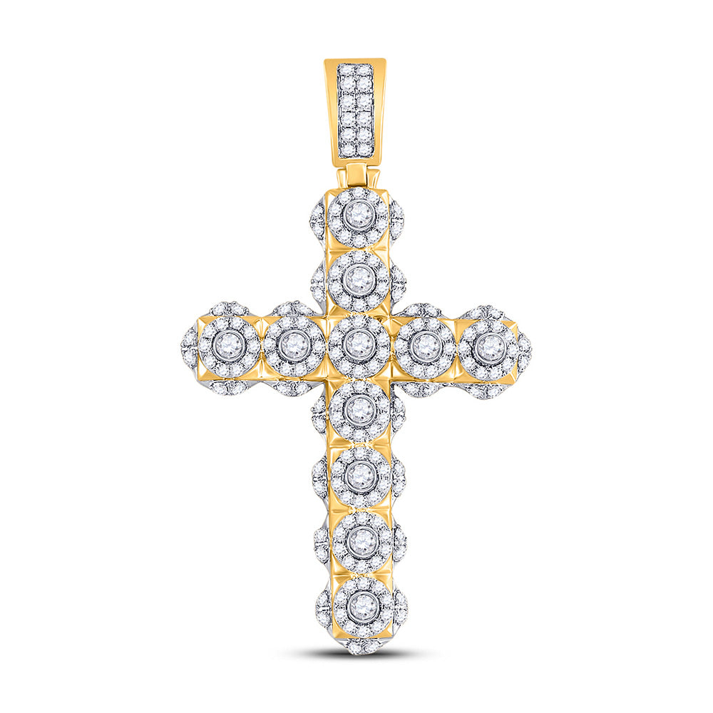 14kt Yellow Gold Mens Round Diamond Studded Charm Pendant 2 Cttw