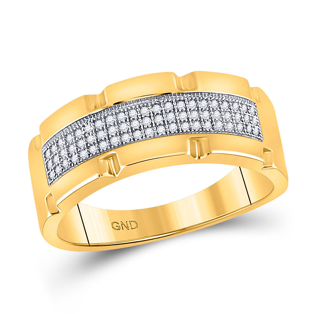 10kt Yellow Gold Mens Round Diamond Band Ring 1/5 Cttw