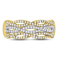 Load image into Gallery viewer, 10kt Two-tone Gold Womens Round Diamond Woven Band Ring 1/3 Cttw
