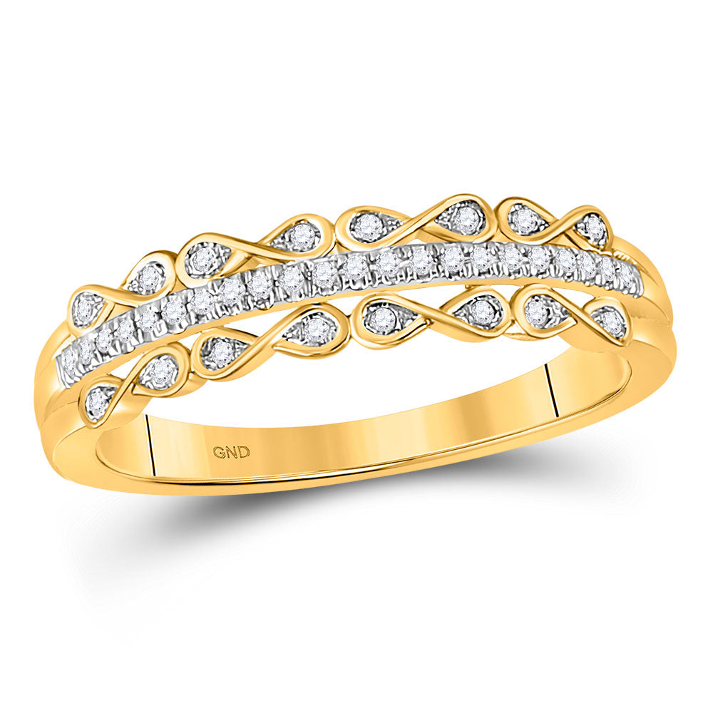 10kt Yellow Gold Womens Round Diamond Band Ring 1/10 Cttw