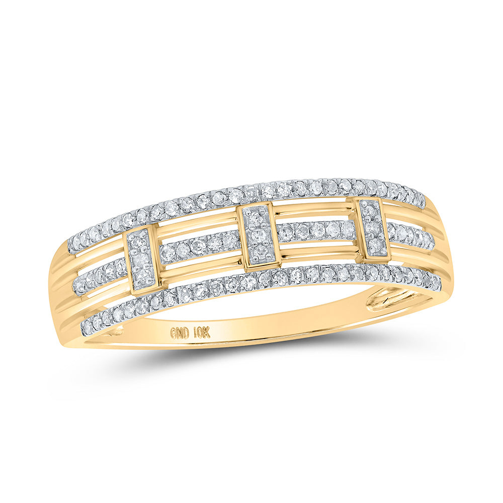 10kt Yellow Gold Womens Round Diamond Band Ring 1/5 Cttw