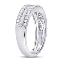 Load image into Gallery viewer, 14kt White Gold Womens Baguette Diamond Fashion Anniversary Ring 1 Cttw
