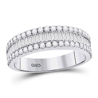 Load image into Gallery viewer, 14kt White Gold Womens Baguette Diamond Fashion Anniversary Ring 1 Cttw
