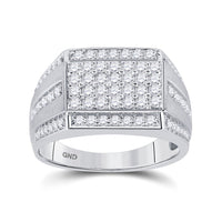 Load image into Gallery viewer, 10kt White Gold Mens Round Diamond Cluster Ring 1-1/4 Cttw
