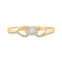 Load image into Gallery viewer, 10kt Yellow Gold Womens Round Diamond Solitaire Heart Promise Ring 1/10 Cttw

