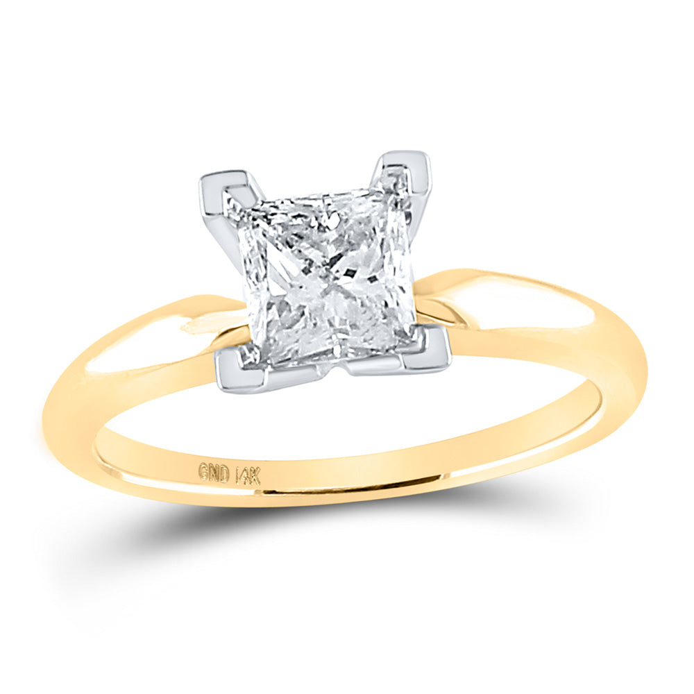 14kt Yellow Gold Womens Princess Diamond Solitaire Bridal Wedding Engagement Ring 1 Cttw
