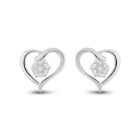 Load image into Gallery viewer, 10kt White Gold Womens Round Diamond Heart Earrings 1/6 Cttw
